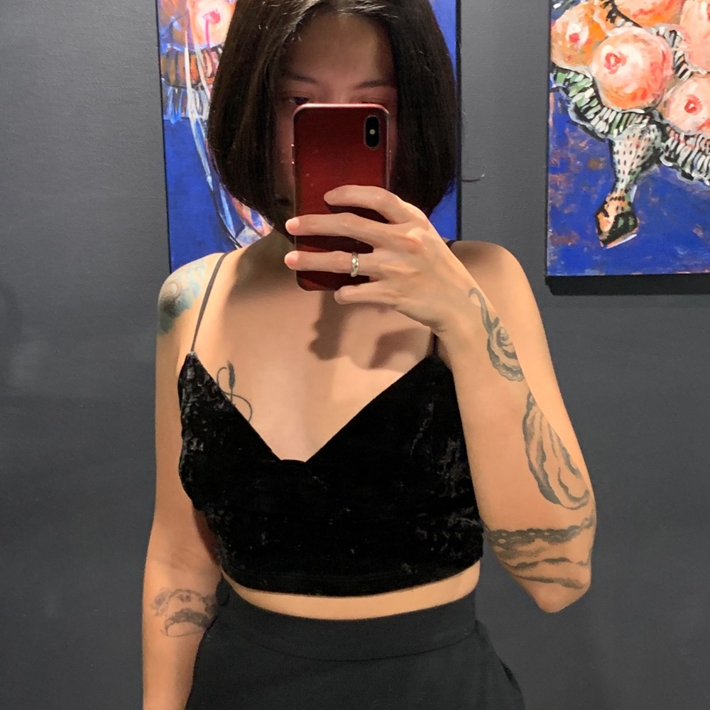Zara Black Velvet Bralette top